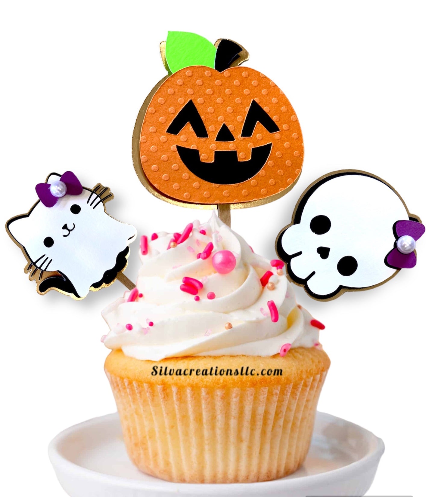 3D Halloween cupcake toppers - Halloween cupcake picks - Set of 10