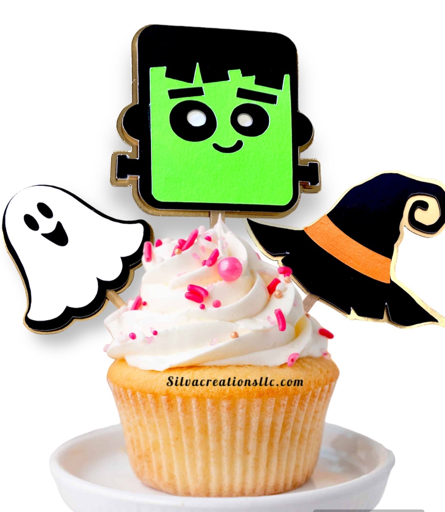 3D Halloween cupcake toppers - Halloween cupcake picks - Set of 10