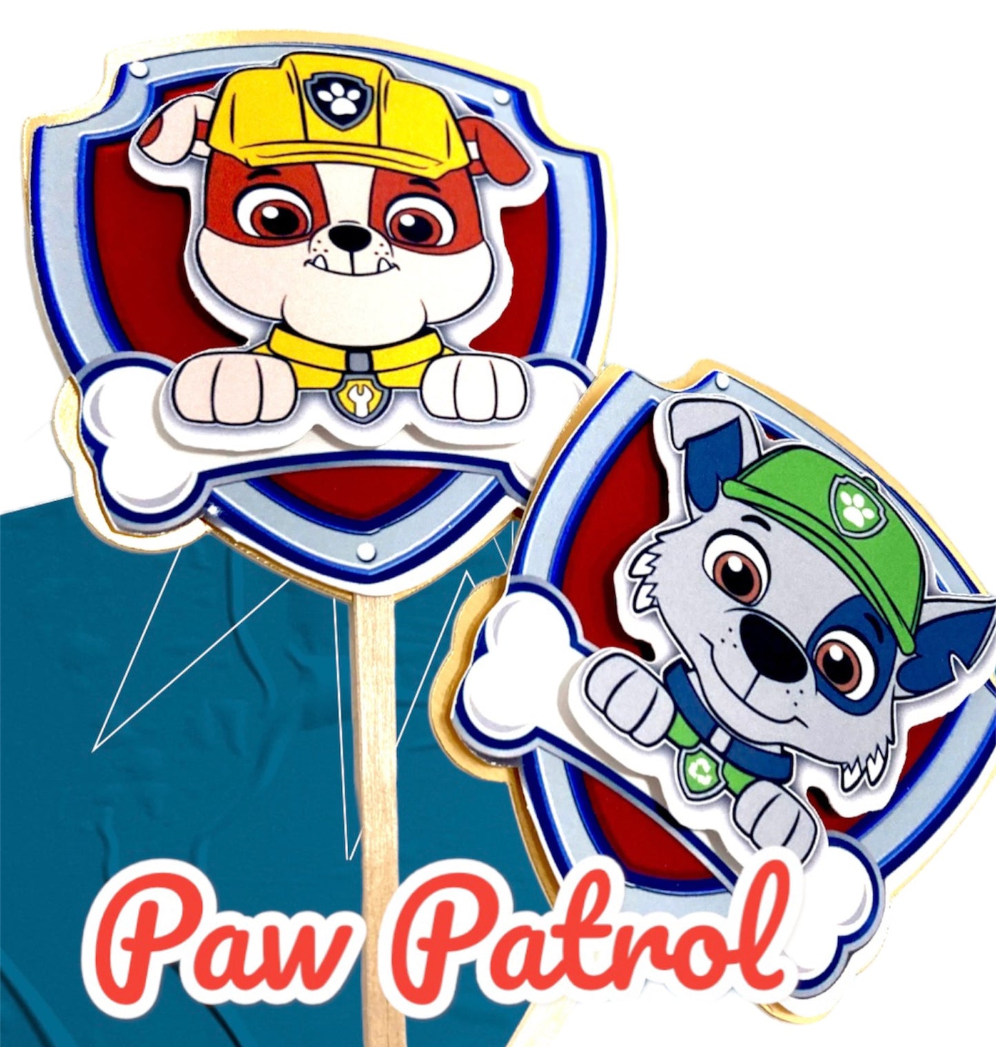 Paw patrol inspired cupcake toppers -Chase paw patrol cupcake toppers - Skye pink paw patrol cupcake toppers
