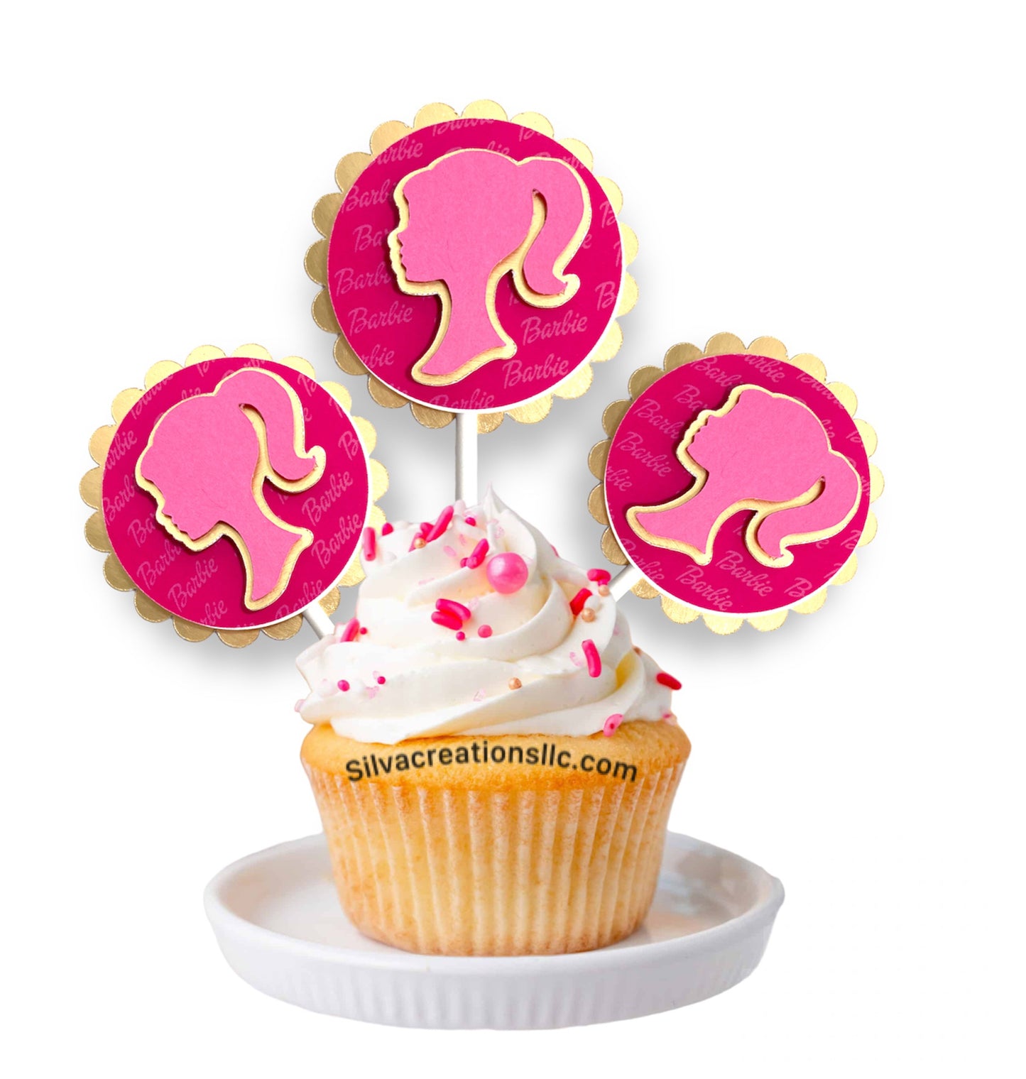 Original Barbie Inspired Cupcake Toppers - Barbie cupcake pick - Set of 10