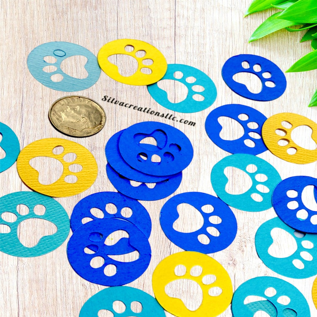 Dog paw print birthday party confetti - dogs' paw print confetti - kitty paw print confetti- set 150.