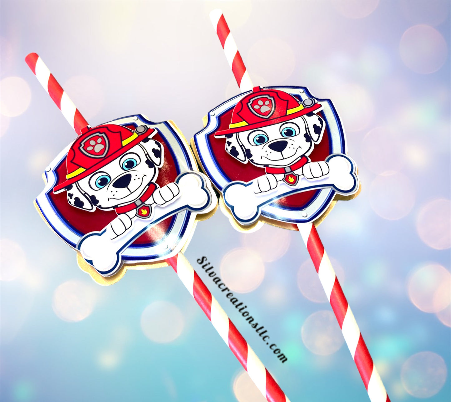 Paw Patrol Inspired Party Straws - Paw Patrol Straws - Chase Paw Patrol Straws - Set of 10