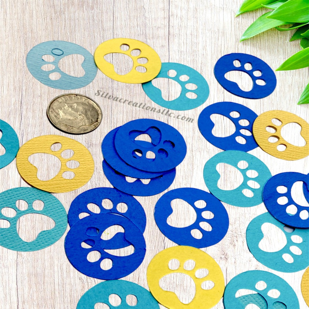 Dog paw print birthday party confetti - dogs' paw print confetti - kitty paw print confetti- set 150.