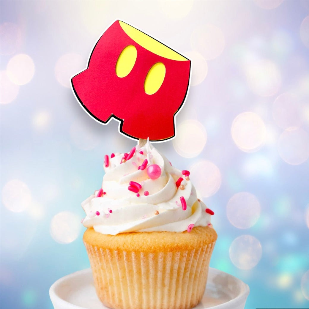Mickey Mouse inspired Cupcake Toppers - Mickey Mouse Cupcake Picks - Mickey Mouse Party Favors