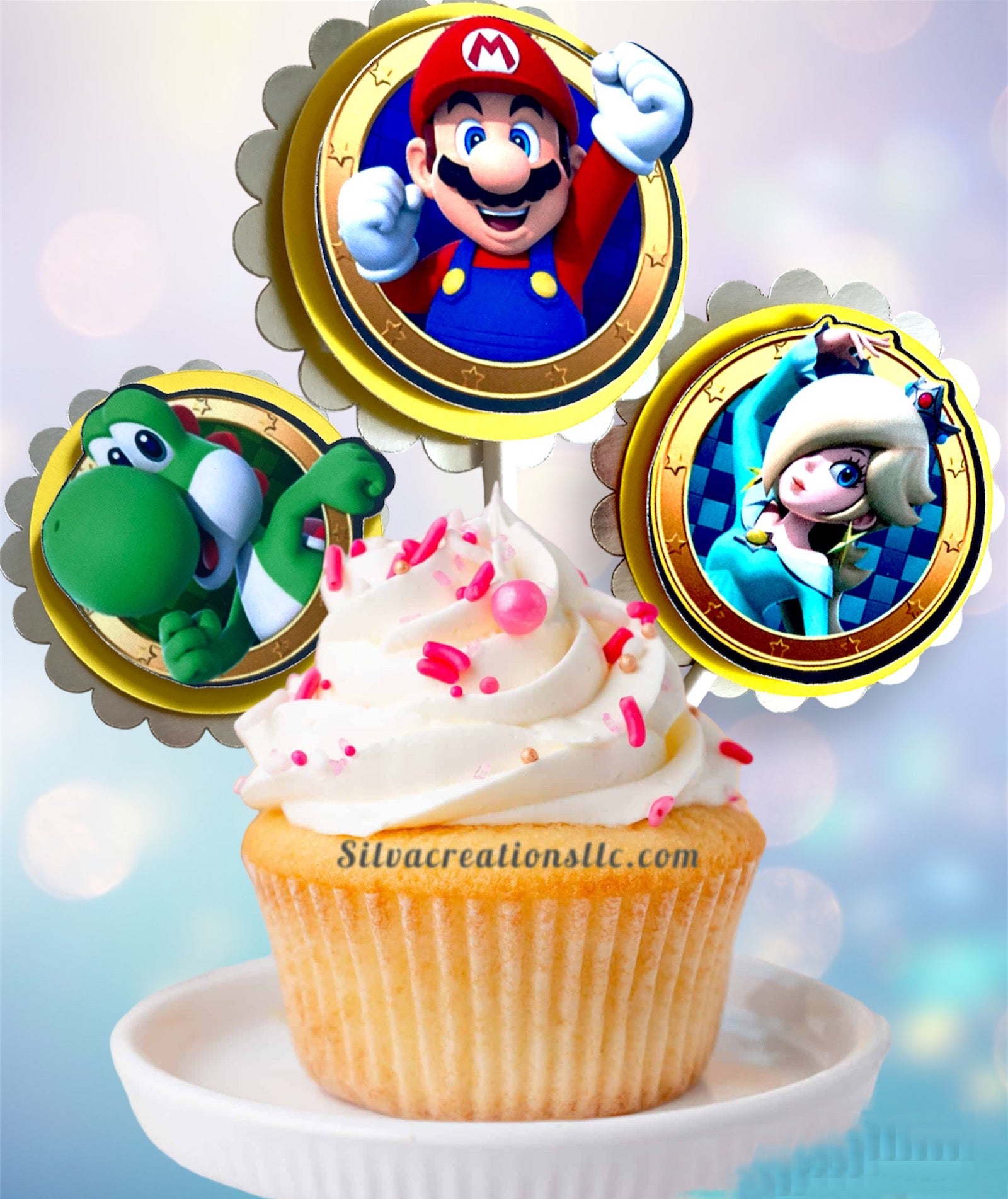 Cupcakes!! Mario Bros. Sabor vainilla Decorados en crema y Caketoper Feliz  cumpleaños Renato!!! Felicidades