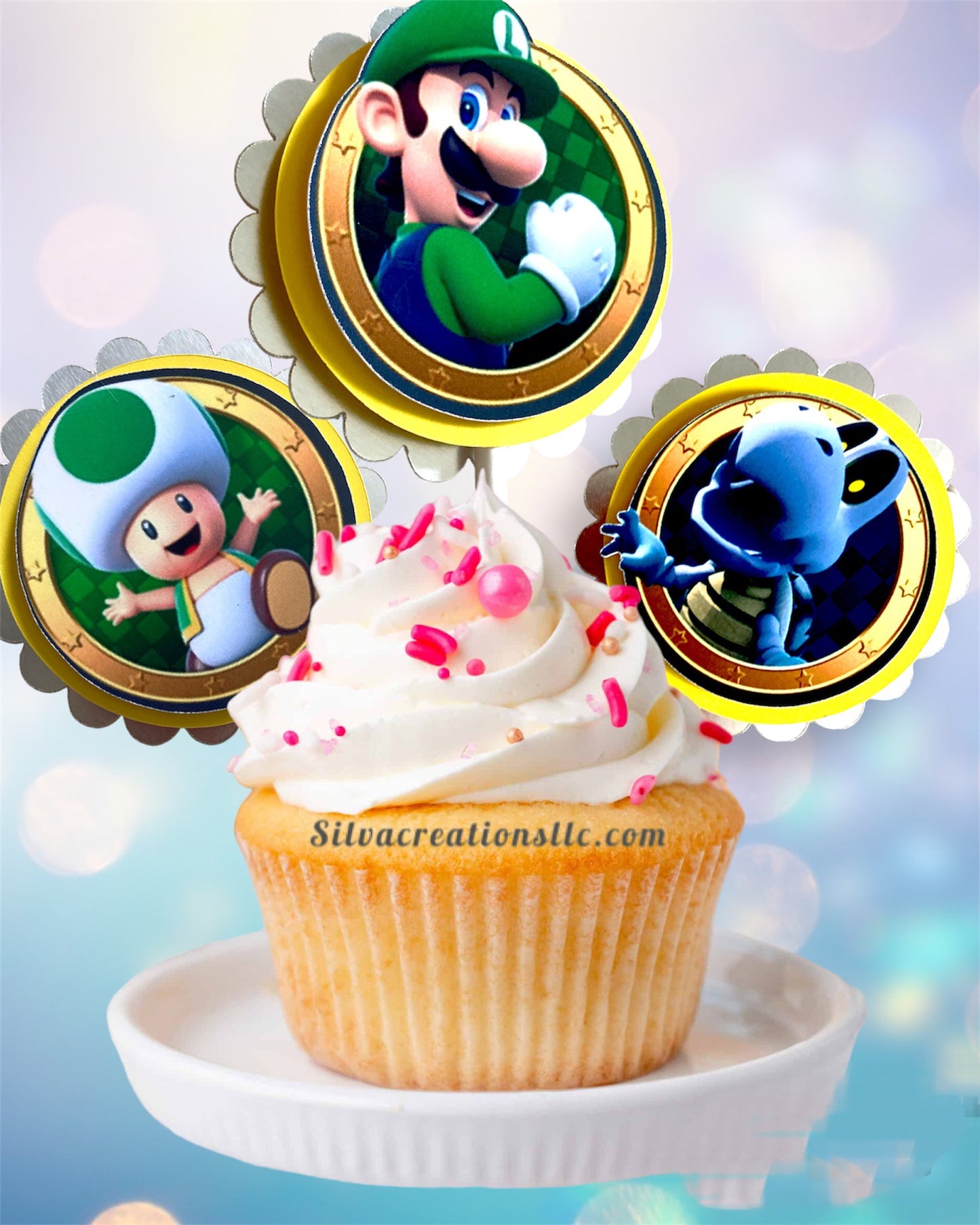 Súper Mario bros party cupcake toppers, mario bros cupcake toppers, mario brother cupcake toppers, set of 10