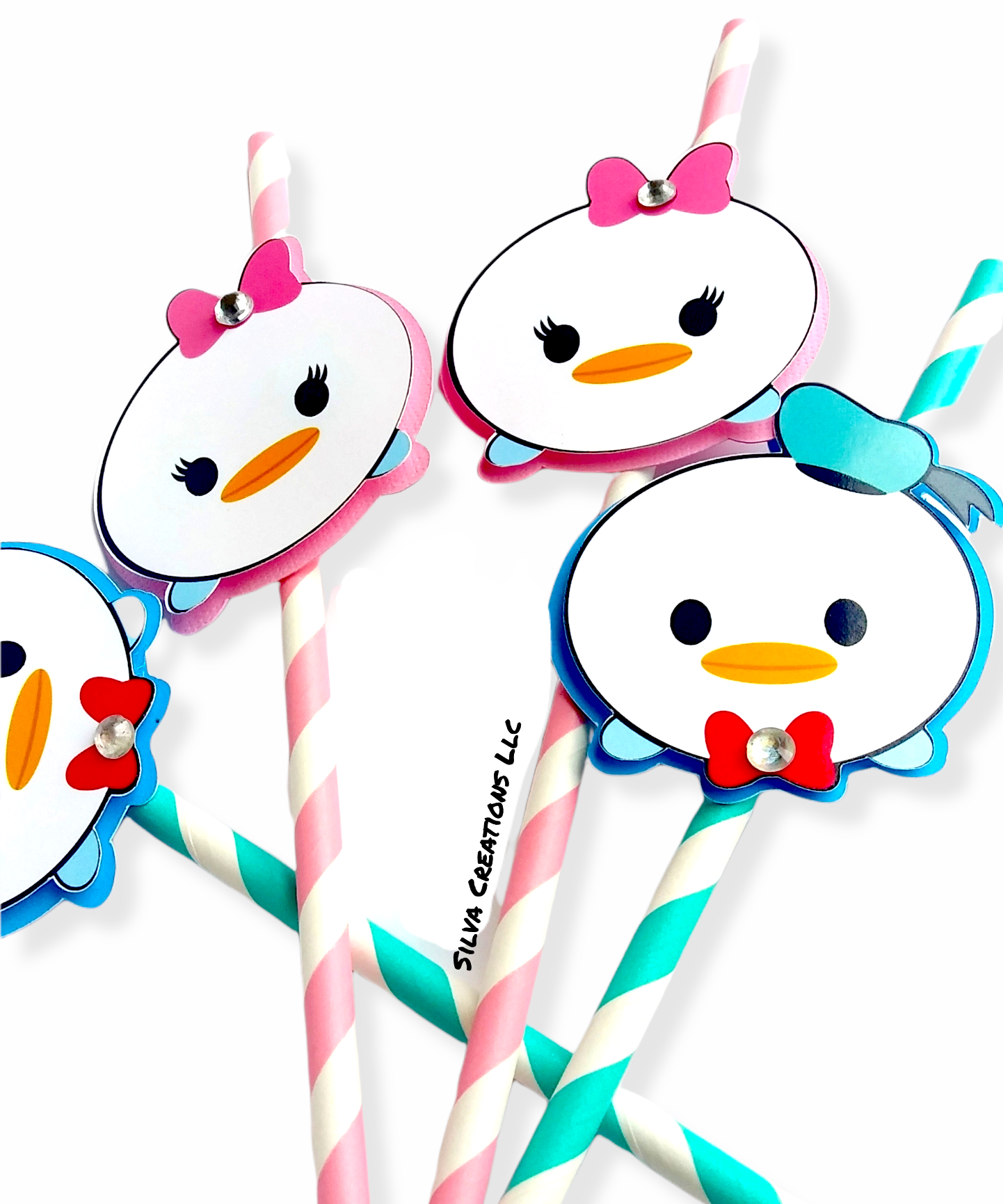 1PCS PVC Cute Ducks Straw Topper Cole Duck Straw charms Drinking Decoration