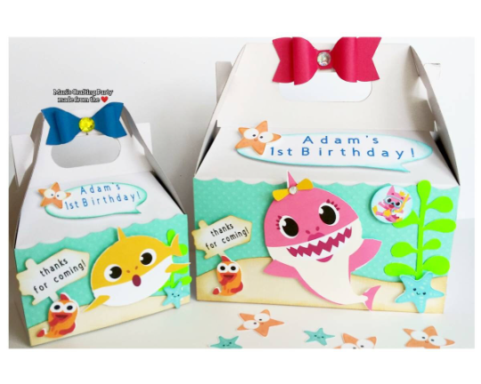 baby shark theme gift box - baby shark goody box - baby shark boxes for birthday party - set of 10.