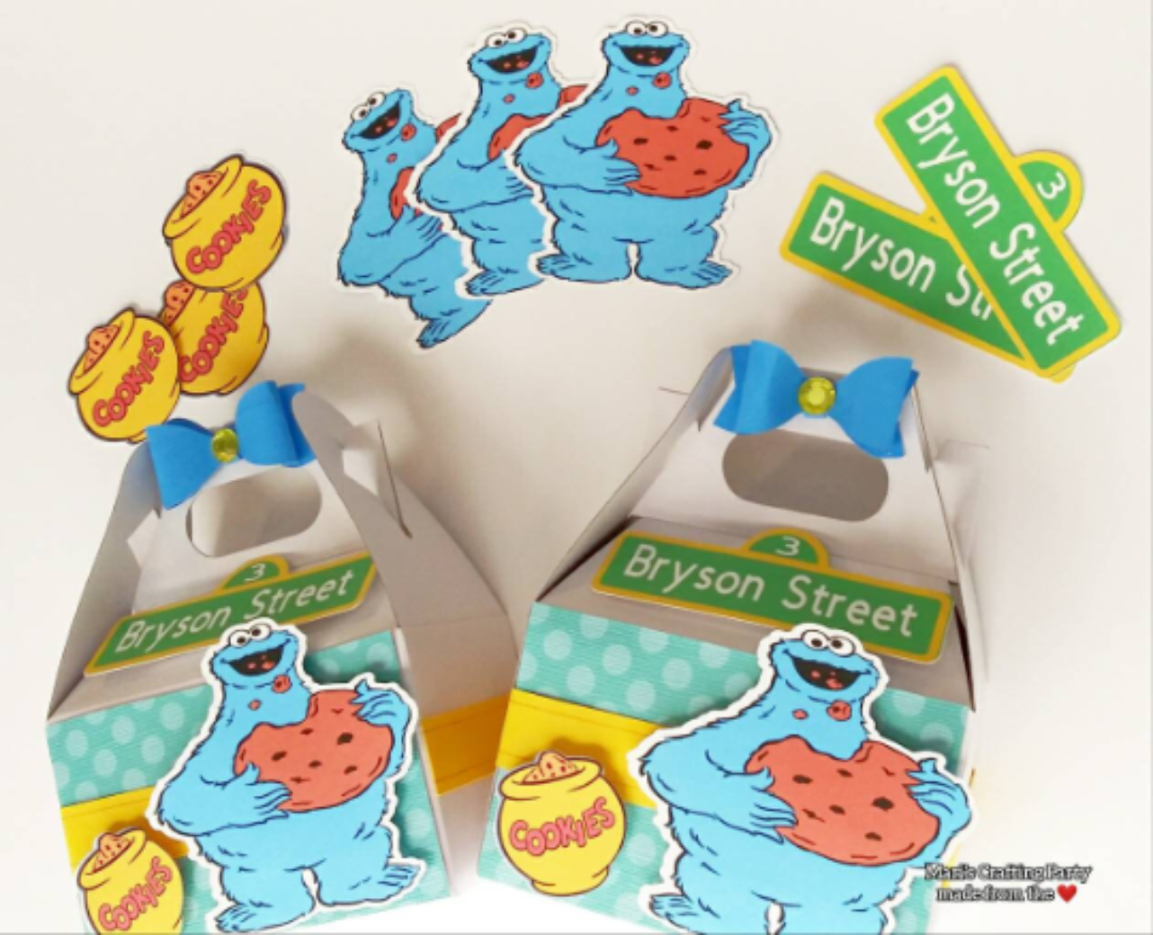 Monster Treat Boxes, Monster Favor Box, Blue Monster Boxes, Monster Gift Box, Set of 10
