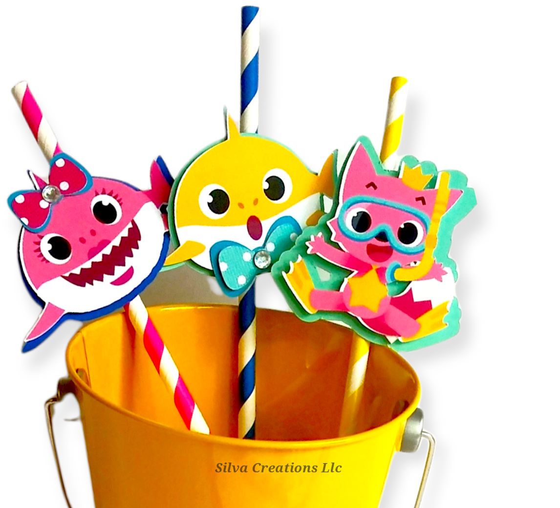 baby shark party straw