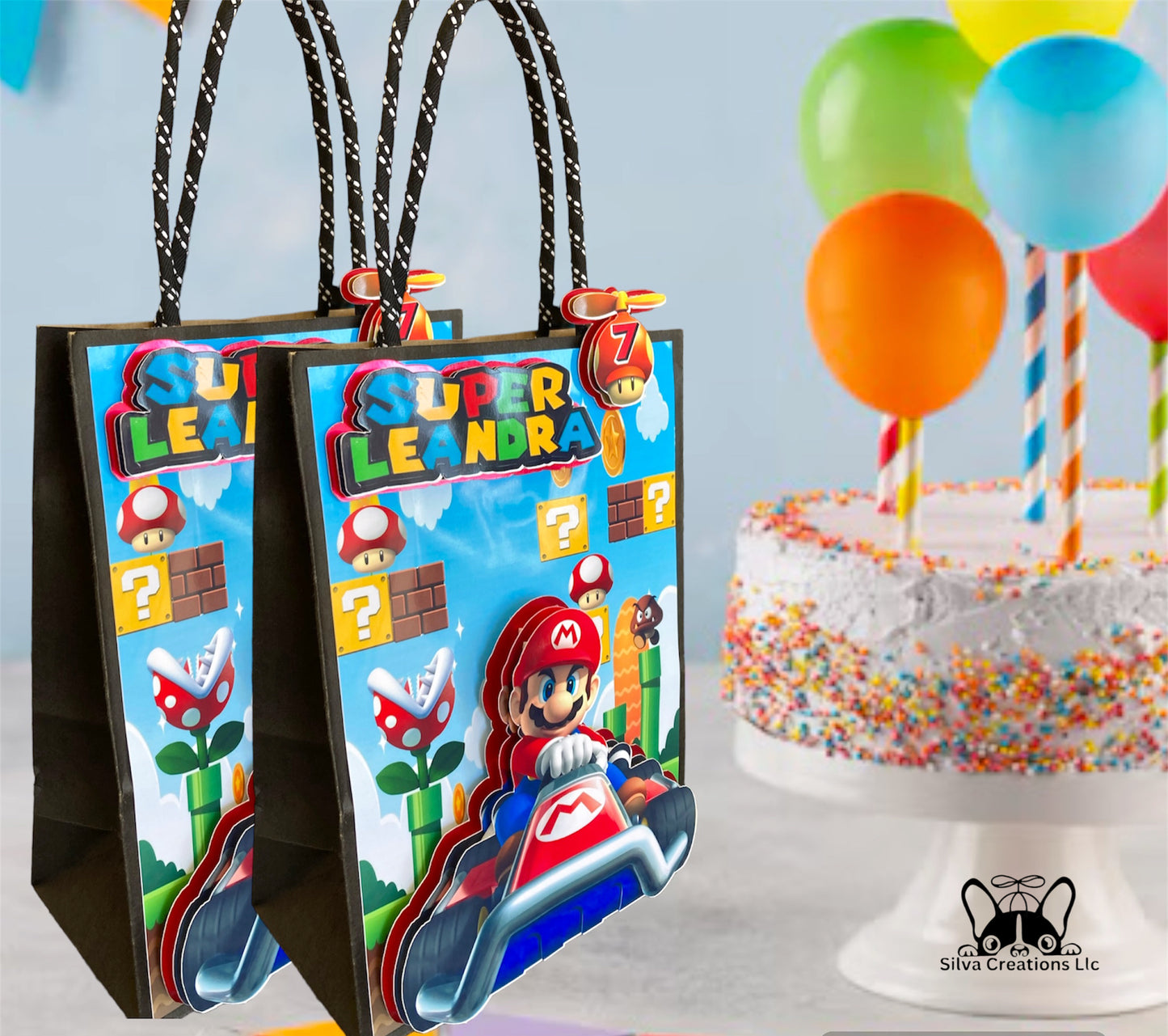 Custom Super Mario Bros Themed Gift Bags / Set of 10