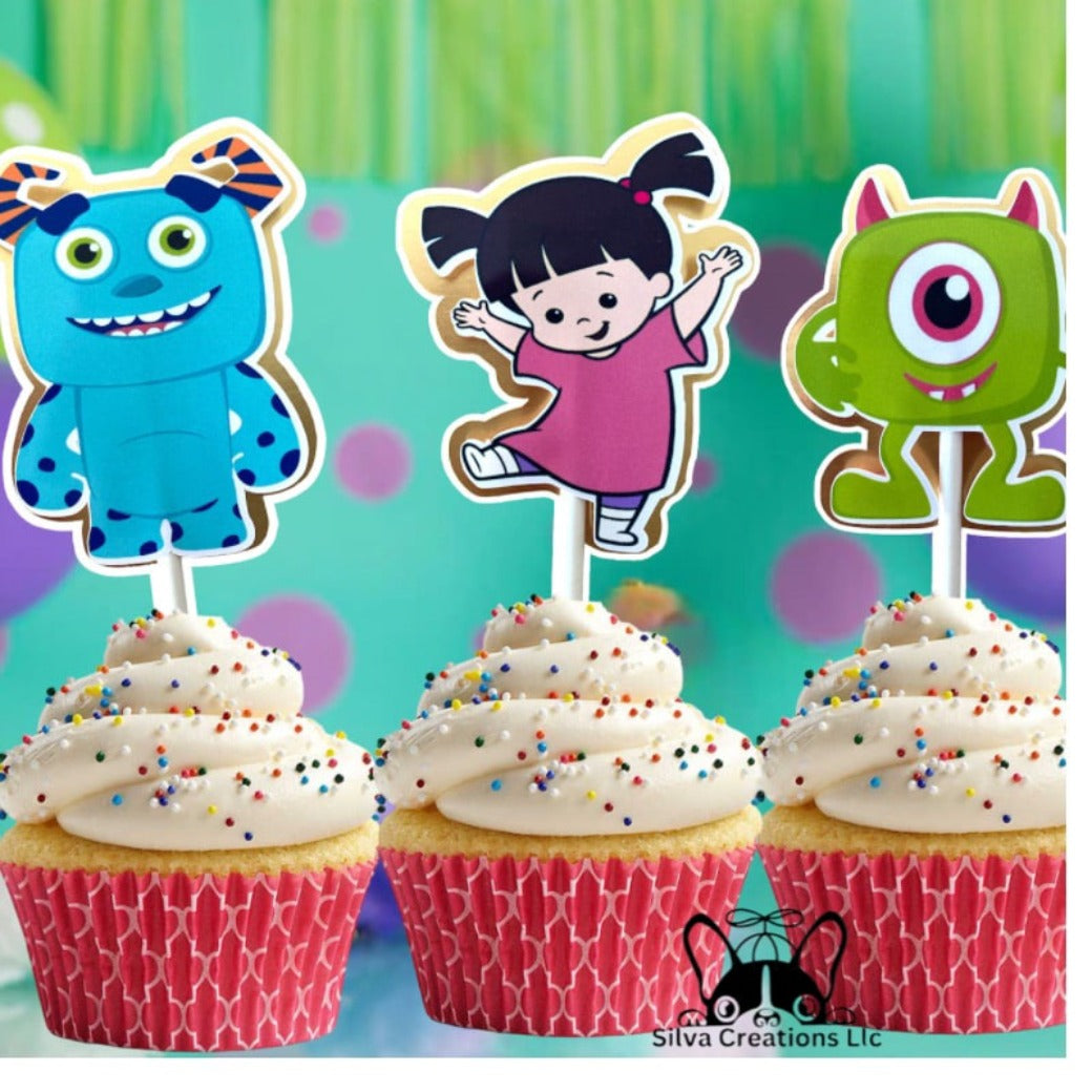 Monster Inc cupcake toppers for party decoration.