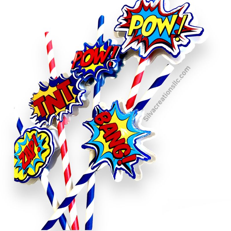 Paper Straws Spiderman Themed / 10 pcs.