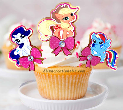 my little pony theme cupcake toppers - little pony toppers - pony little cupcake toppers
