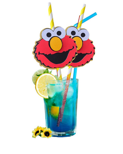 Elmo straws - Elmo Inspired straw cup - Elmo party straws - Elmo birthday straws.