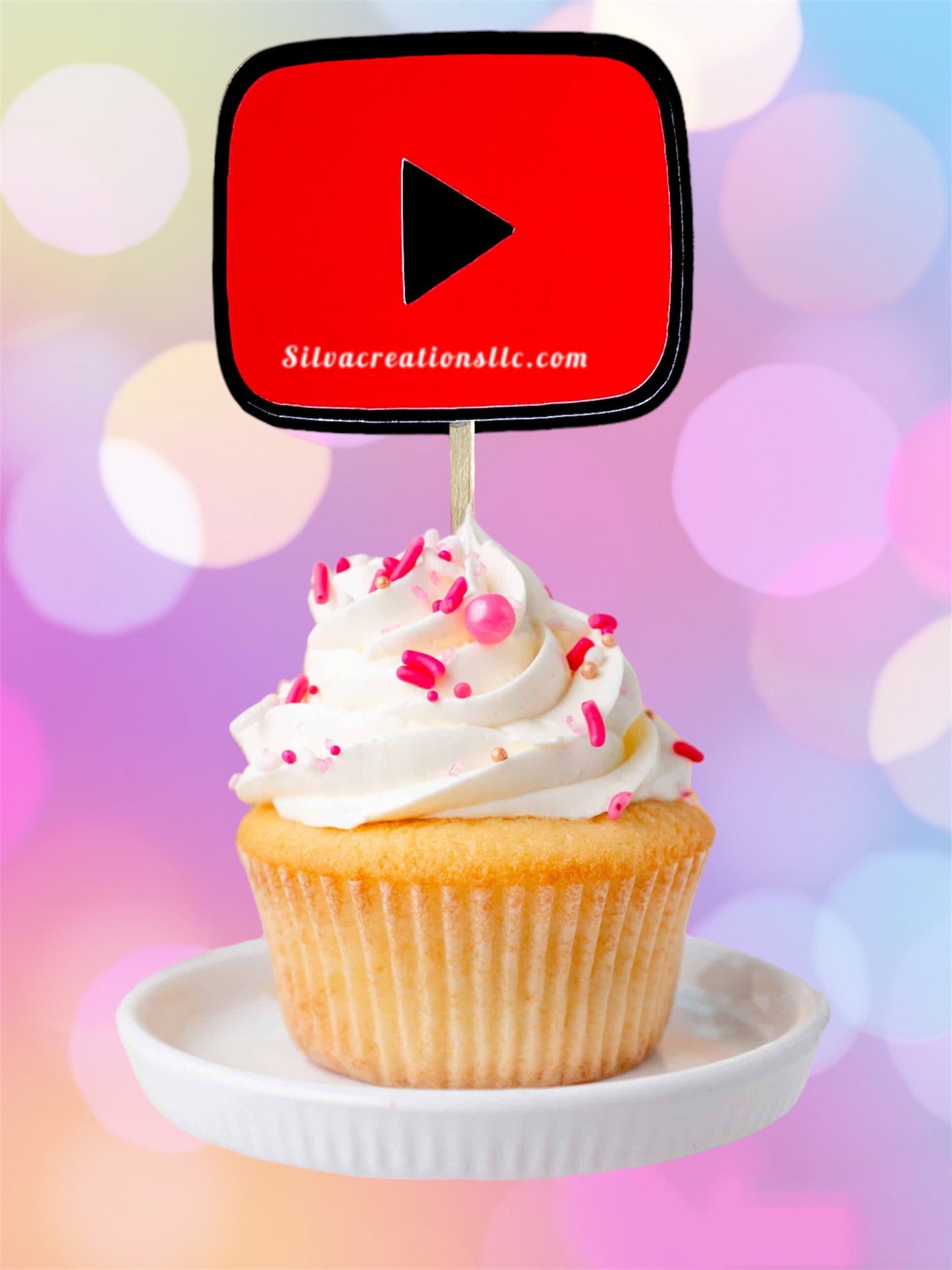 Cupcake Toppers Set YouTube Themed / 10 pcs.