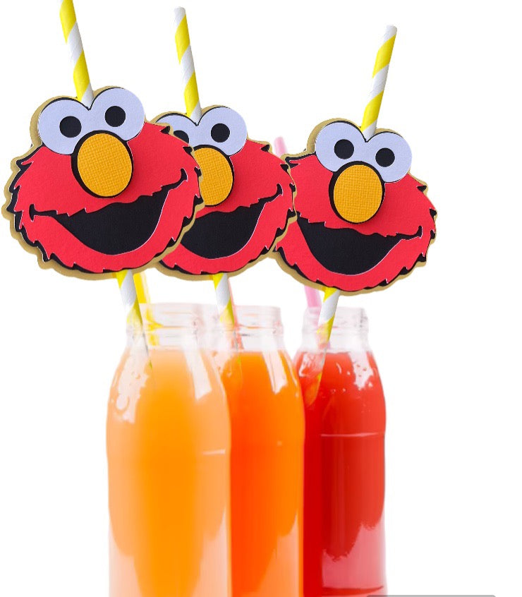 Elmo straws - Elmo Inspired straw cup - Elmo party straws - Elmo birthday straws.