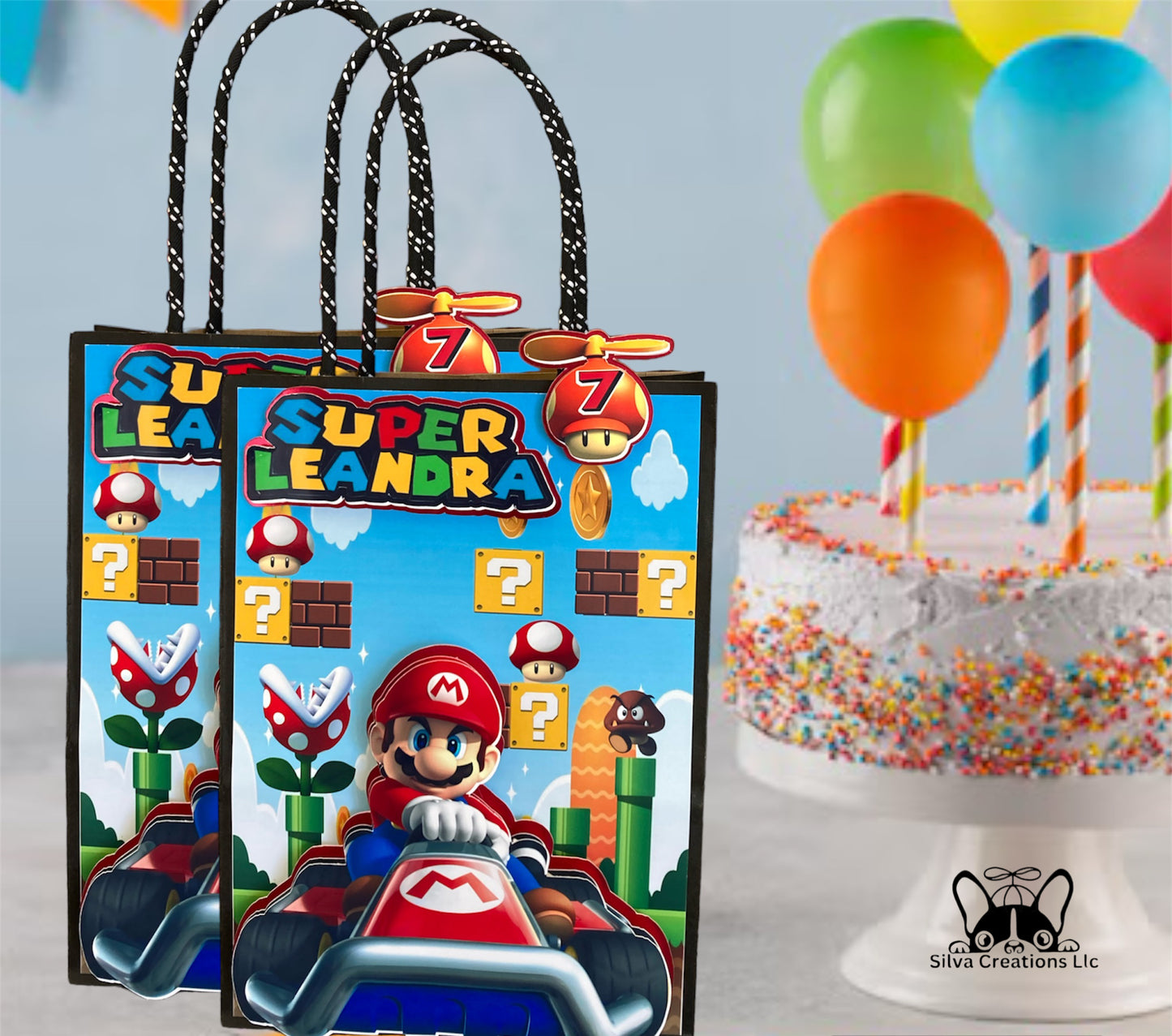 Custom Super Mario Bros Themed Gift Bags / Set of 10