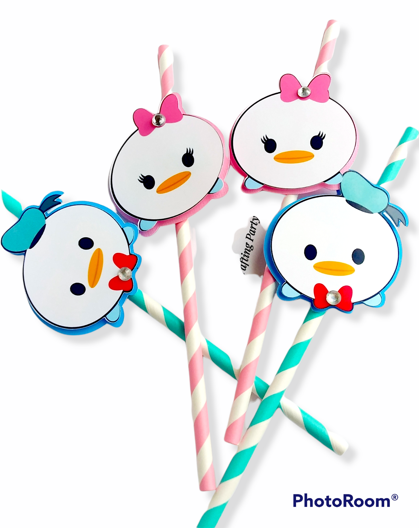 Paper Straws Donald Duck and Daisy Themed / 10 pcs,