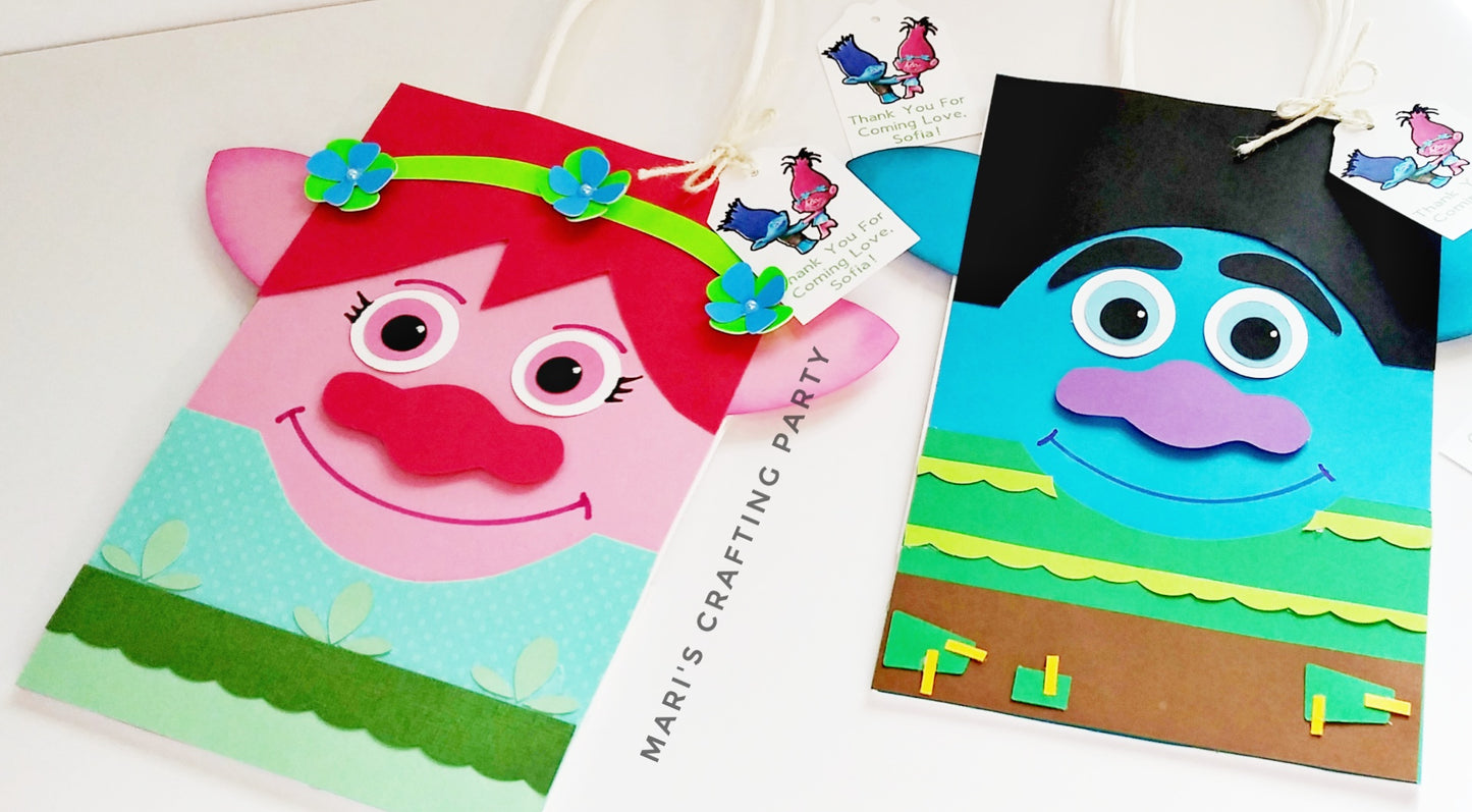 Custom Trolls Theme Party Bags / 10 pcs.