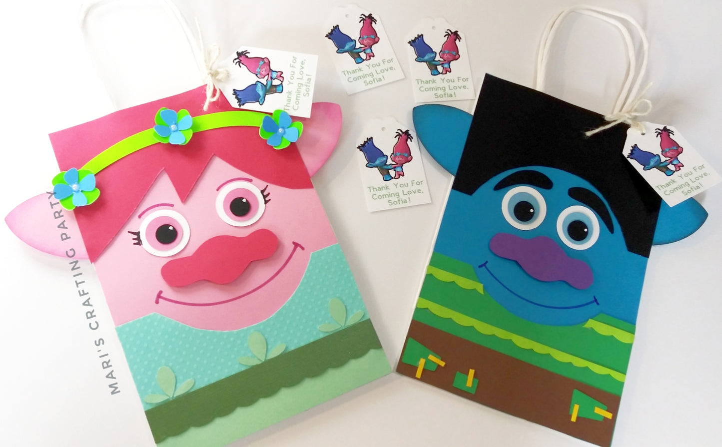 Custom Trolls Theme Party Bags / 10 pcs.