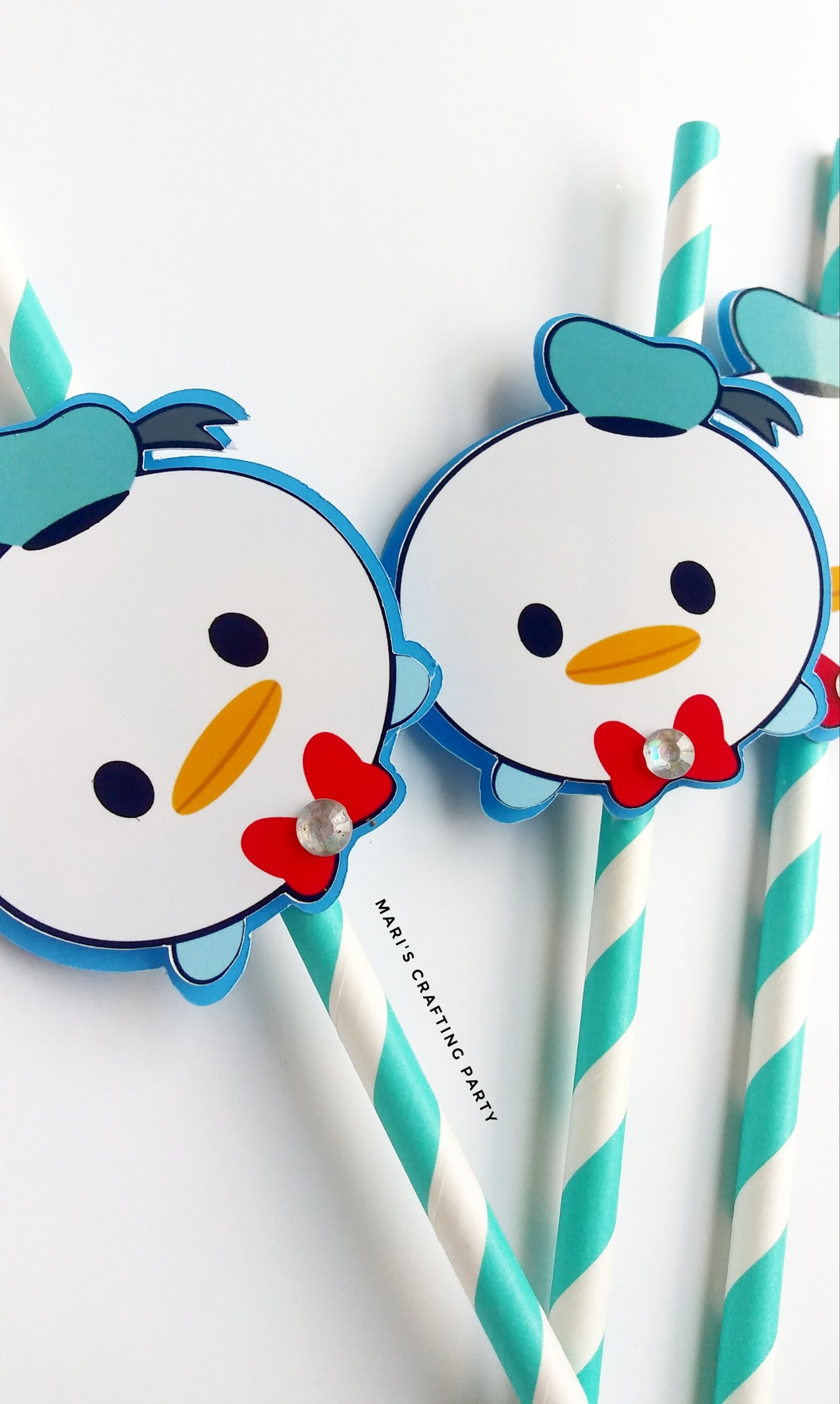 Paper Straws Donald Duck and Daisy Themed / 10 pcs,