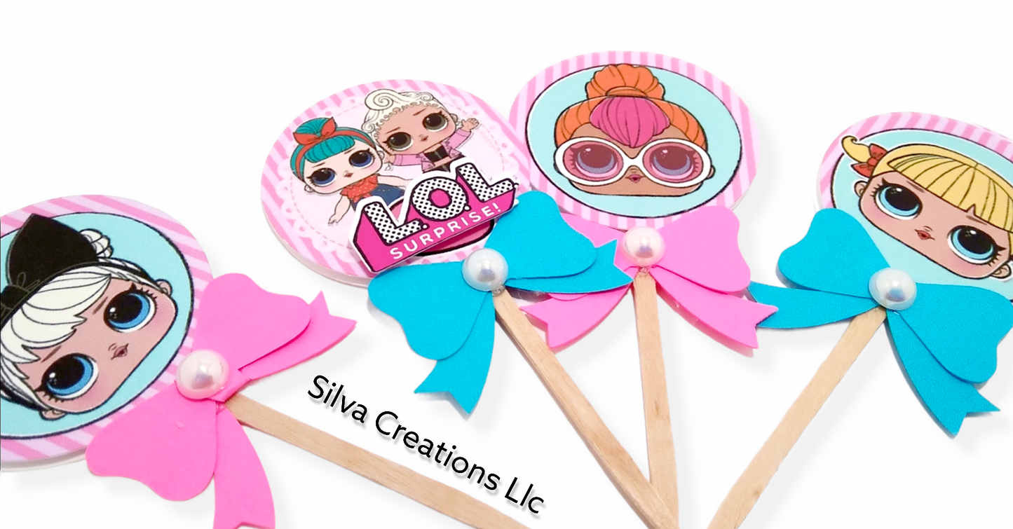 LOL dolls surprise inspired cupcake toppers - L.O.L doll cupcakes toppers - omg doll cupcakes toppers - lol doll cupcake picks.