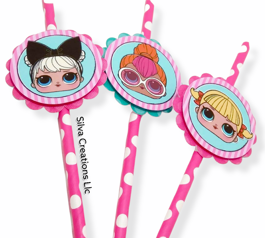 lol doll surprise inspired party decorations - L.O.Lstraws - OMG doll straws