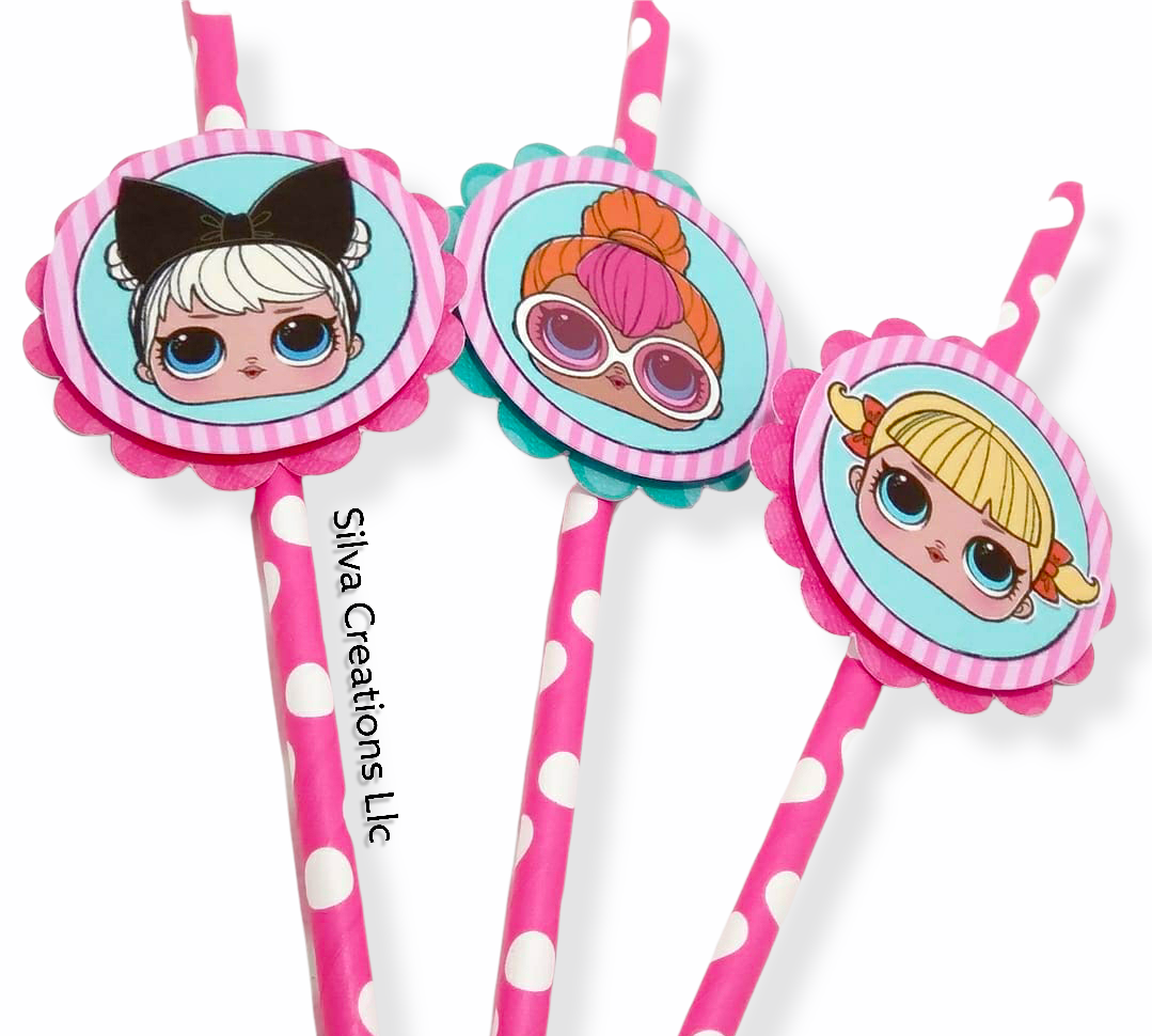 Paper Straws LOL Doll Surprise Themed / 10 pcs.