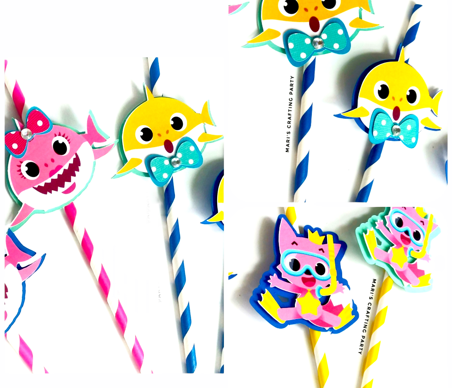 Paper Straws Baby Shark Theme / 10 pcs.