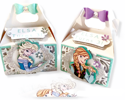 frozen treat party boxes - frozen favor boxes - set of 10