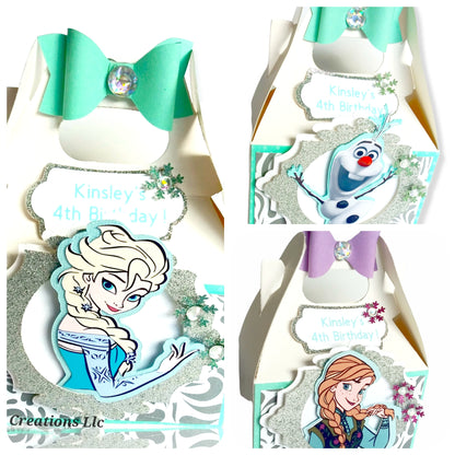 frozen treat party boxes - frozen favor boxes - set of 10
