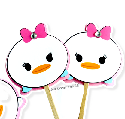 Fun Donald duck cupcake toppers - Daisy duck birthday party cupcake toppers - Duck cupcake toppers - Set of 10