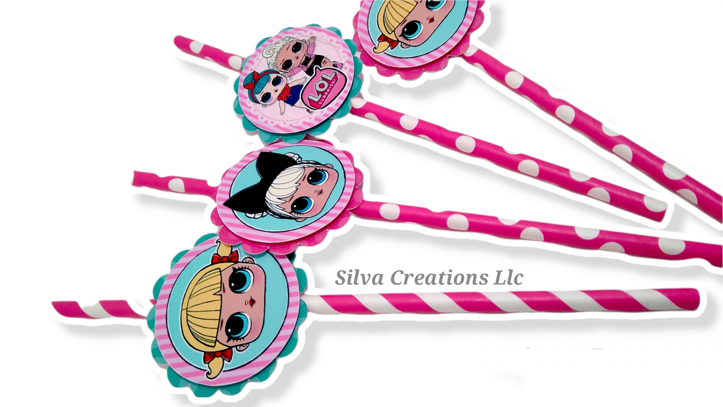 lol doll surprise inspired party decorations - L.O.Lstraws - OMG doll straws