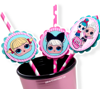 lol doll surprise inspired party decorations - L.O.Lstraws - OMG doll straws