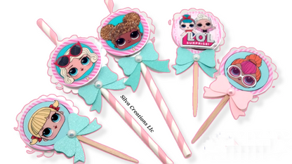 lol doll surprise inspired party decorations - L.O.Lstraws - OMG doll straws