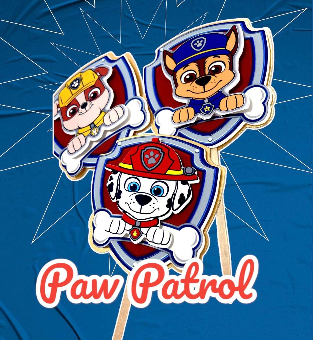 Paw patrol inspired cupcake toppers -Chase paw patrol cupcake toppers - Skye pink paw patrol cupcake toppers