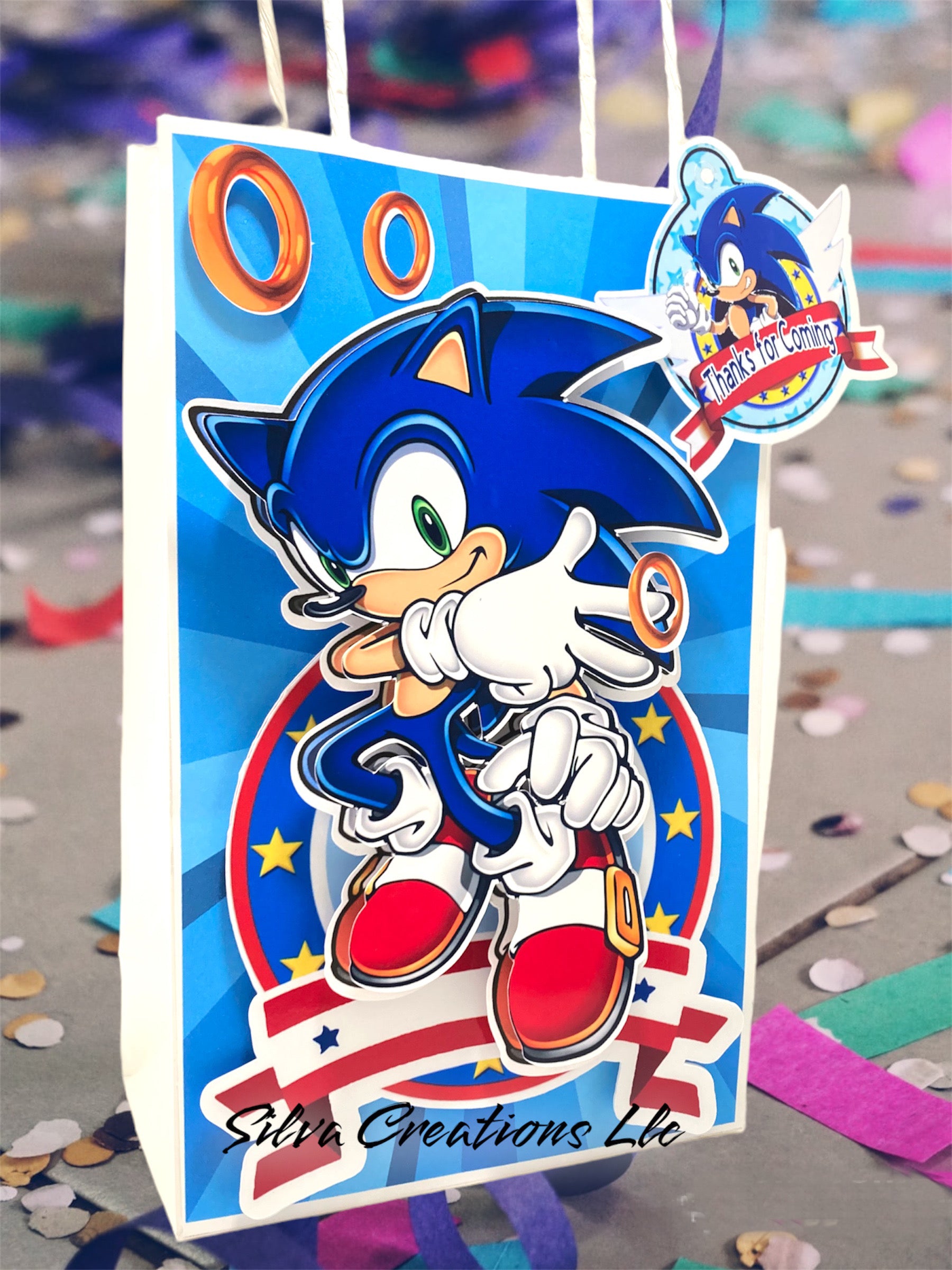 Sonic the hedgehog inspired kraft favor bags, sonic favor bags, Sonic