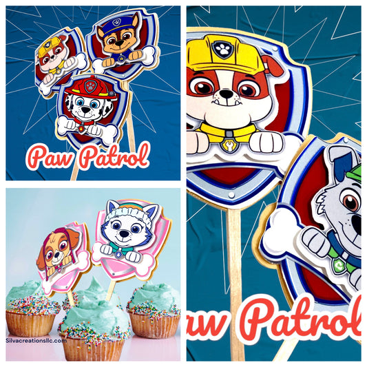 Cupcake Toppers Set Paw Patrol Themed / 10 pcs.