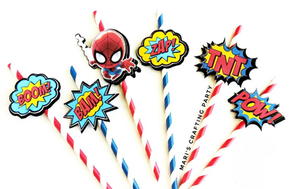 Spiderman Straw - Spider Man party straws set of 10